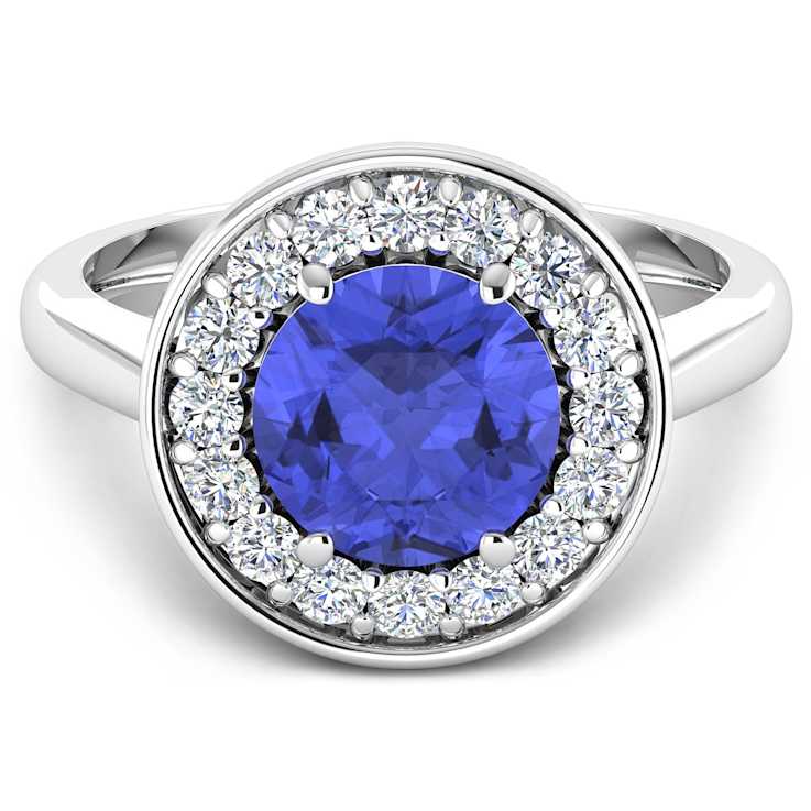 2.5ctw Violet Tanzanite and Diamond 14K White Gold Halo Ring