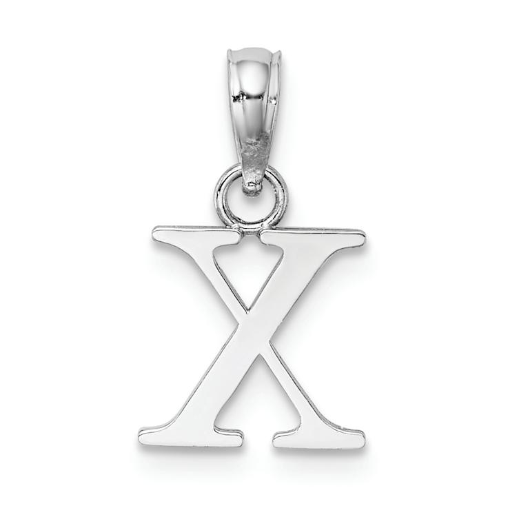 Rhodium Over 14k White Gold Polished Block Letter X Initial Pendant