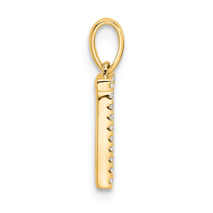 14k Yellow Gold Diamond Letter T Initial Pendant