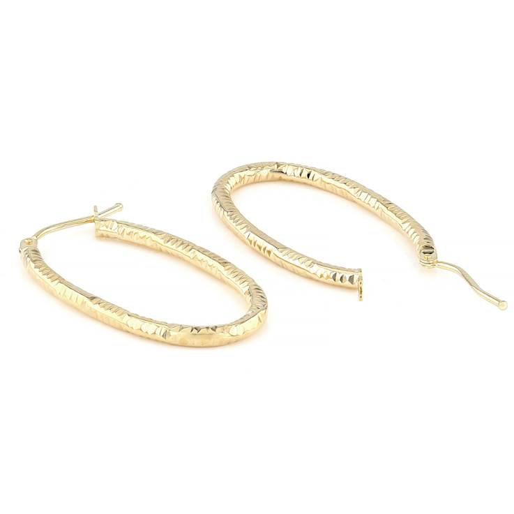 Diamond-Cut Oval Hoop Earrings In 14K Gold