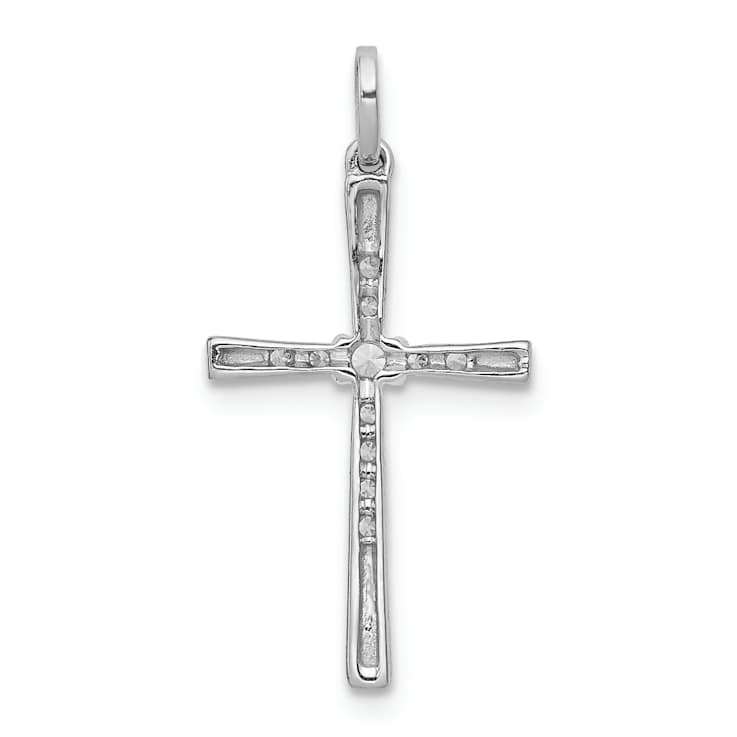 Rhodium Over 10k White Gold 0.10 ctw Diamond Cross Pendant