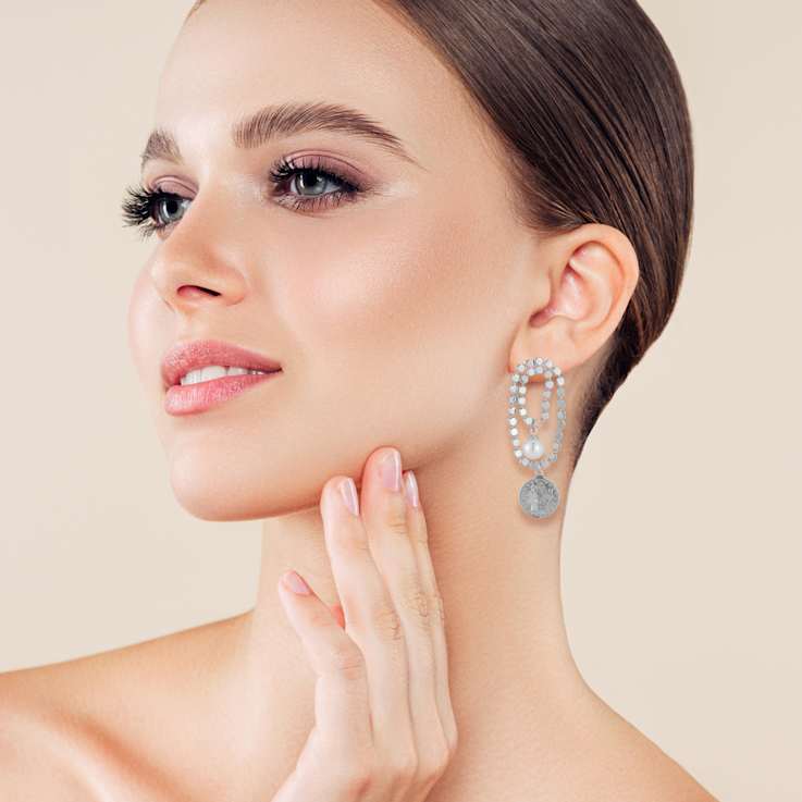 Rachel Zoe Simulated Pearl Statement Dangle Earrings in 14K Gold Over Brass