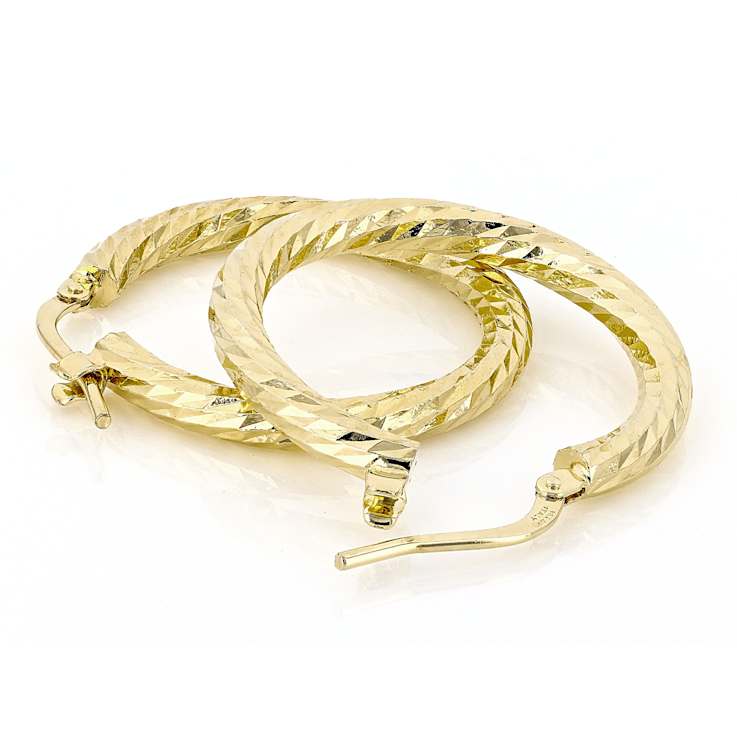 Diamond-Cut Hoop Earrings In 18K Gold Over Bronze 1 Inch