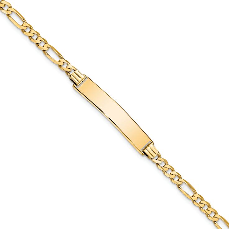 10k Yellow Gold Figaro Link ID Bracelet