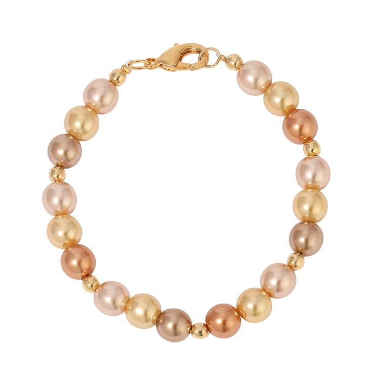 Gold Tone Multi Color Round Bead Bracelet