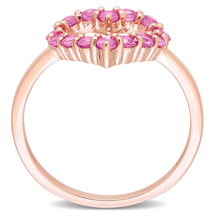 4/5 CT TGW Pink Sapphire Heart Ring in 10K Rose Gold