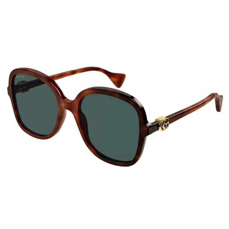 Gucci Havana Oversize Frame / Green Lens Sunglasses