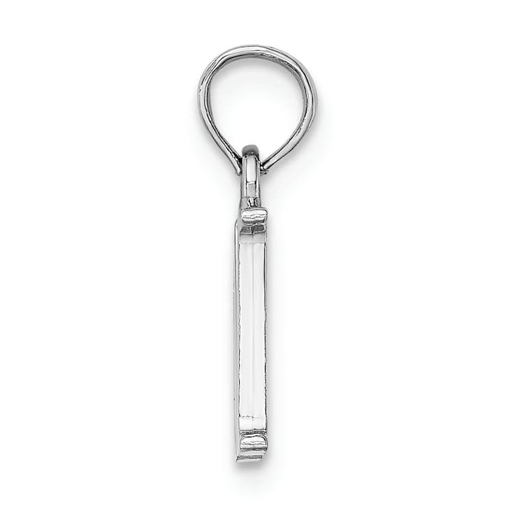 Rhodium Over 14k White Gold Polished Block Letter M Initial Pendant