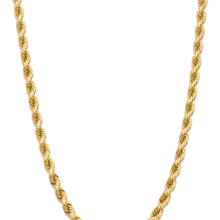14k Yellow Gold 8mm Solid Diamond-Cut Rope 20 Inch Chain