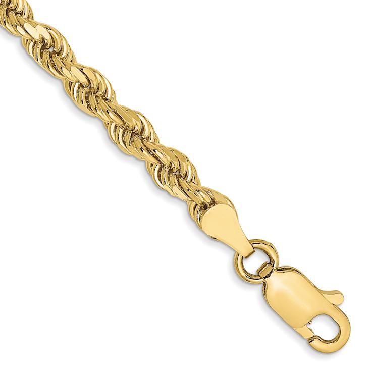 10k Yellow Gold 3.5mm Diamond-Cut Rope Link Bracelet