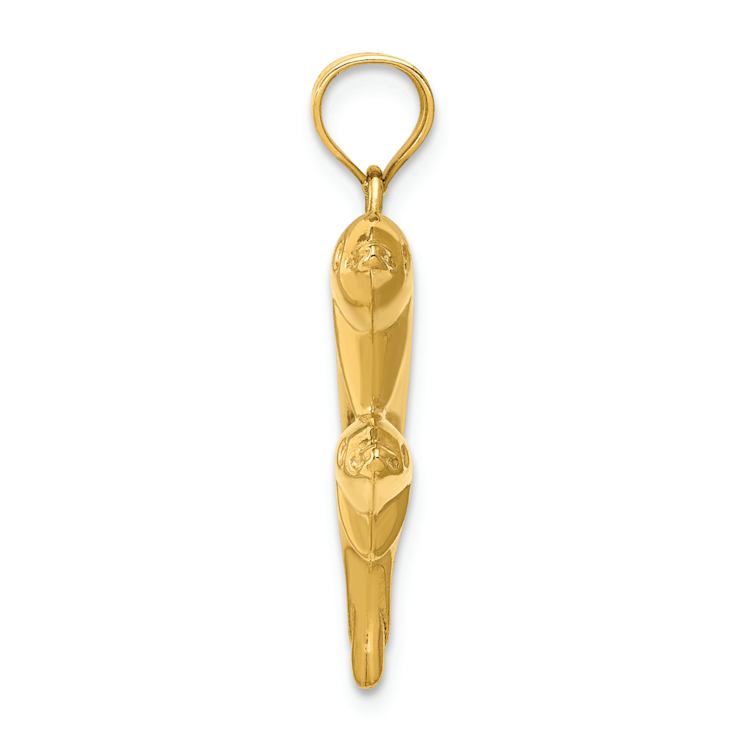 14k Yellow Gold Dolphin Pair Pendant