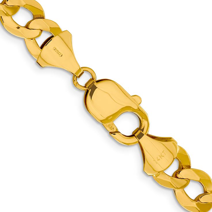 14k Yellow Gold 9.4mm Flat Cuban Chain