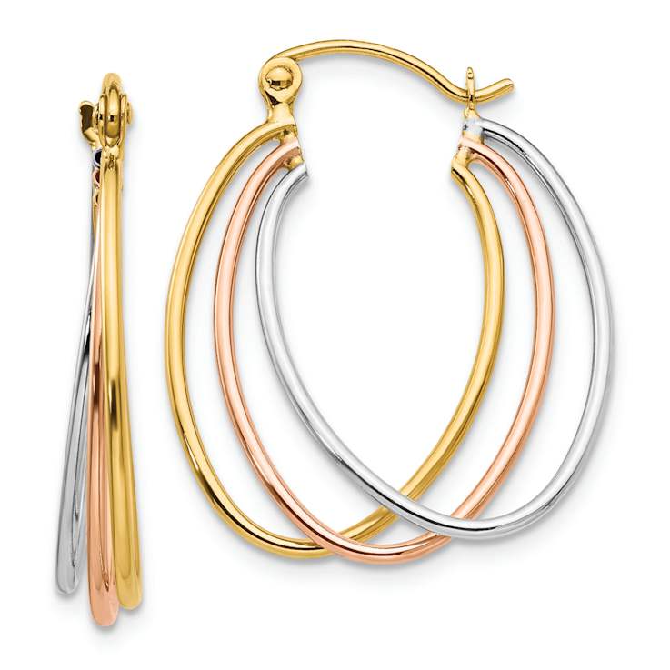 14k Yellow Gold, 14k White Gold and 14k Rose Gold 1/2" Hoop Earrings