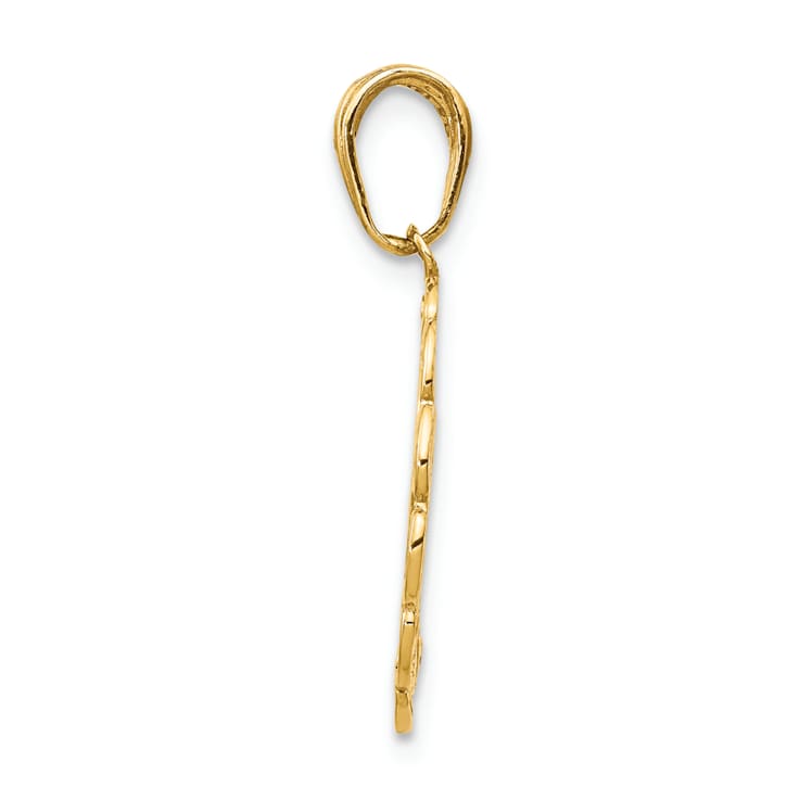 14K Yellow Gold Hummingbird with Flower in Frame Pendant