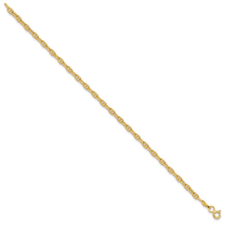 14k Yellow Gold 3mm Mariners Link Bracelet
