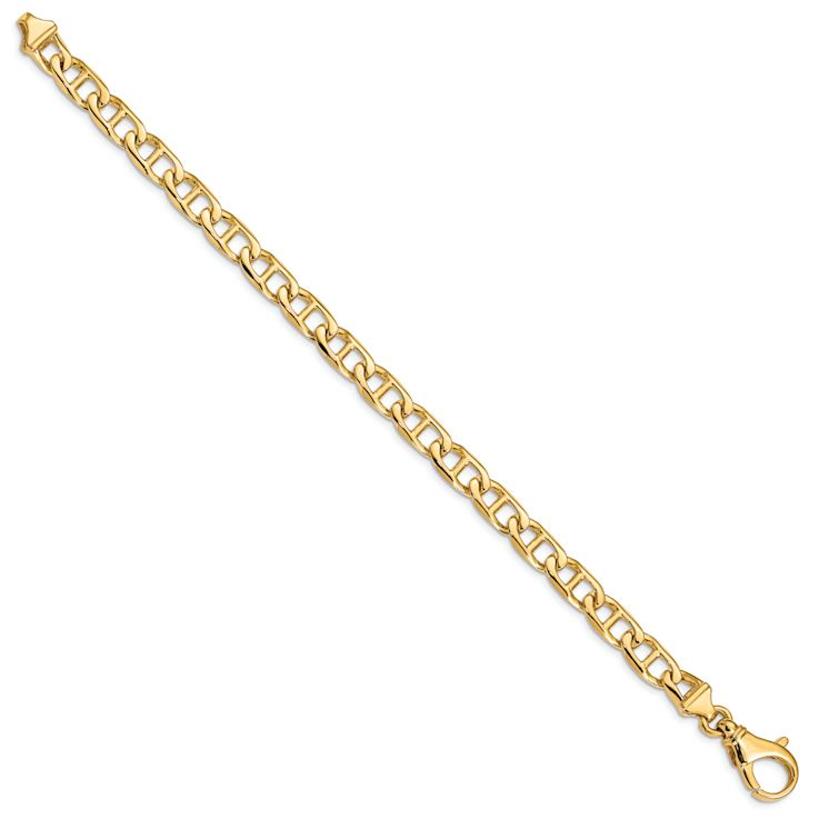 10k Yellow Gold 6.5mm Hand-polished Fancy Mariner Link Bracelet