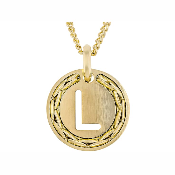 Cardano Initial L Pendant Necklace In 18K Gold Over Bronze