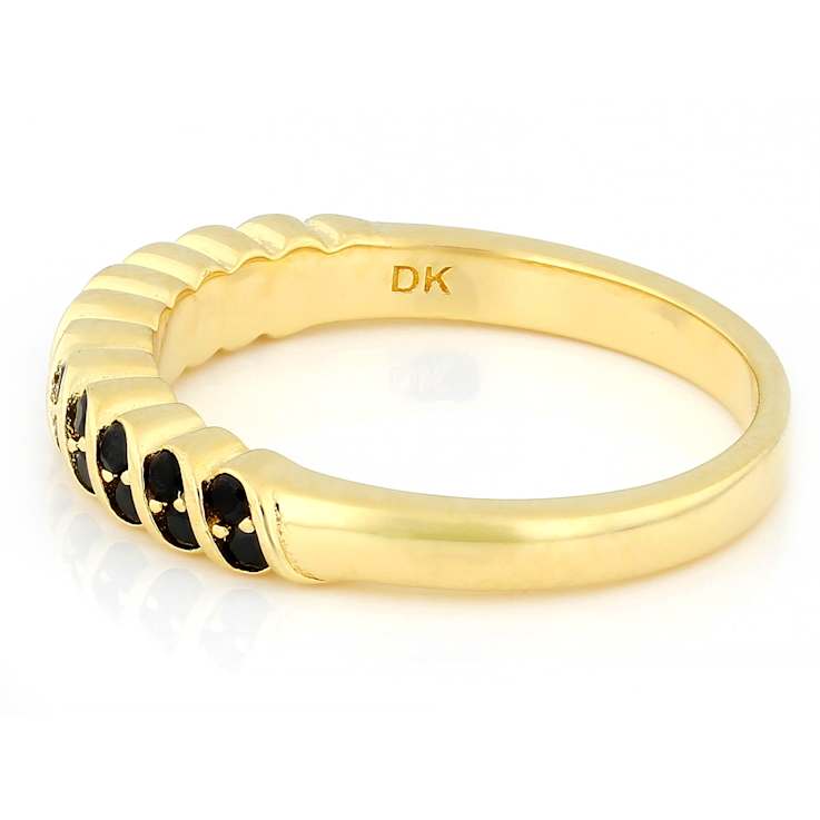 Black Spinel Band Ring In 18K Gold Over Sterling Silver 0.36ctw