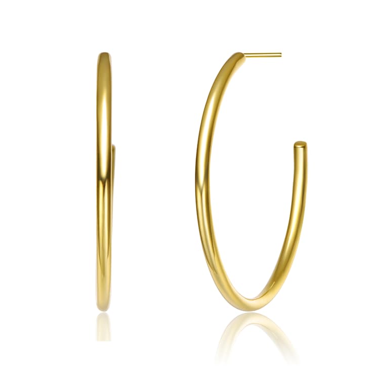 Large Open Hoop Earrings In 14K Gold Over Brass