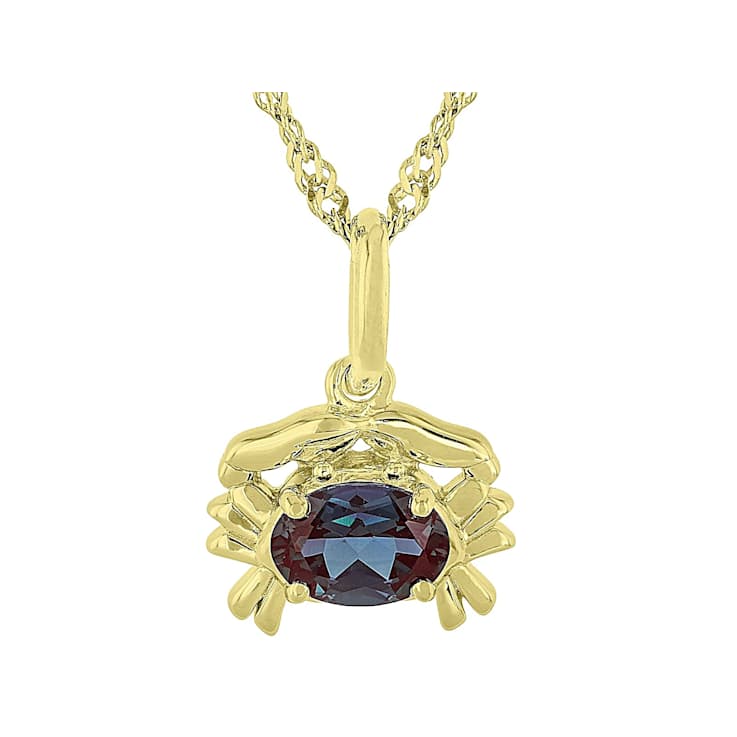 Lab-Created Alexandrite Cancer Zodiac Pendant