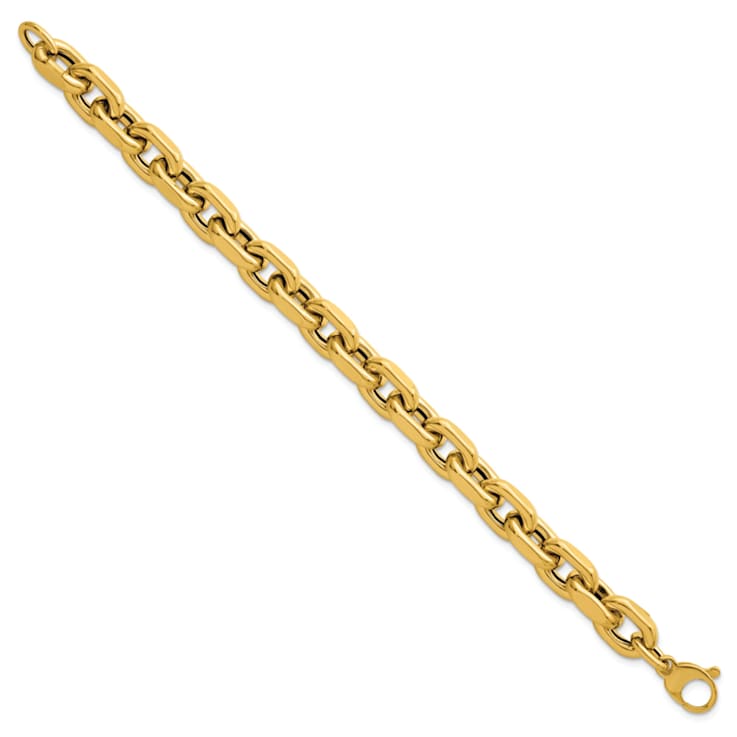 14K Yellow Gold 10.5mm Fancy Open Link 8.5 Inch Bracelet