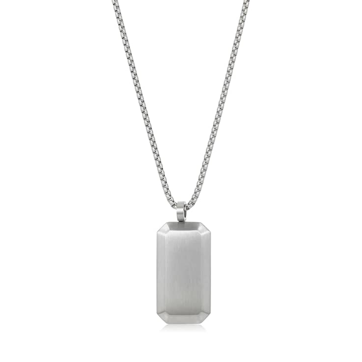 Invicta Men's Antiqued Dog Tag Pendant With Chain In Stainless Steel