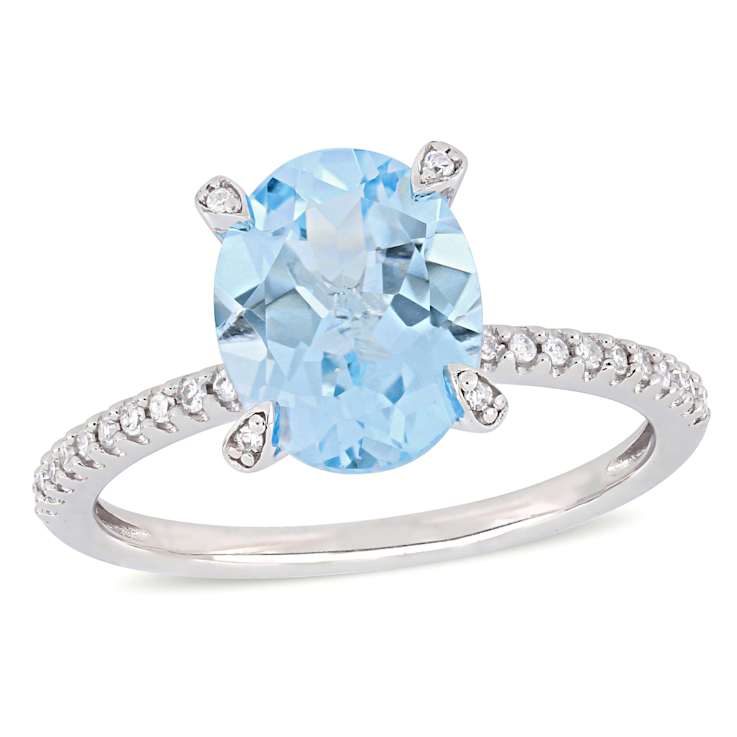 Sky Blue Topaz & Diamond 10K White Gold Ring 3.9ctw