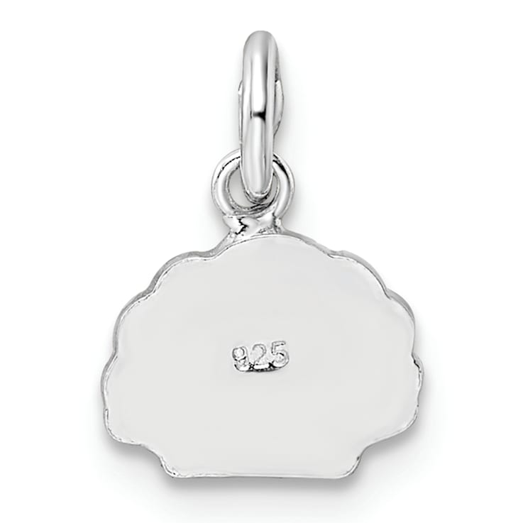 Rhodium Over Sterling Silver Pink and Orange Enameled Shell Children's Pendant