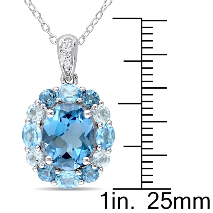 5.33ctw London, Swiss, Sky Blue and White Topaz Floral Pendant with
Chain in Sterling Silver