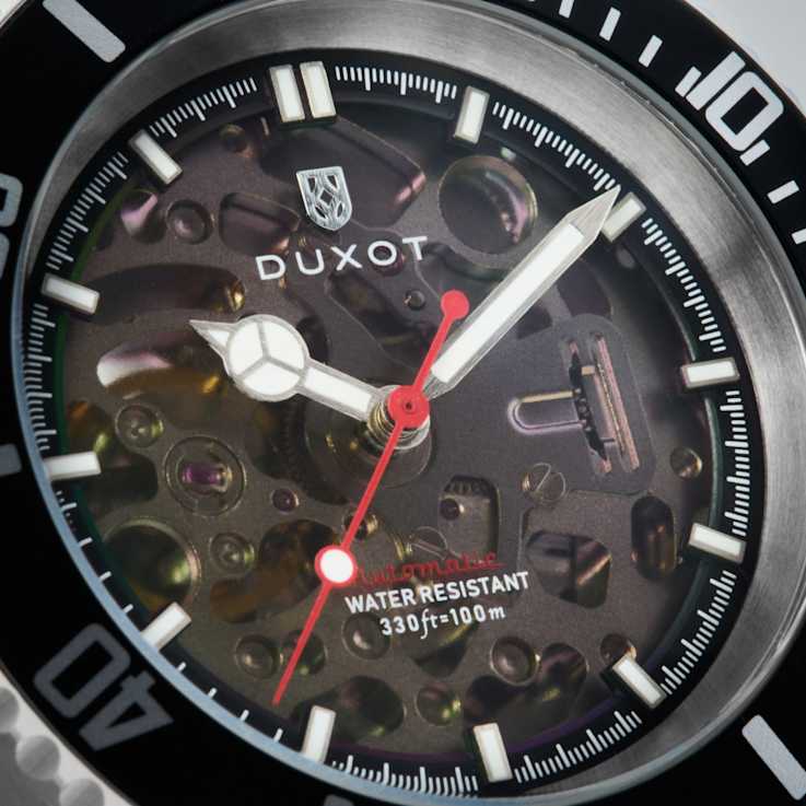 Duxot Atlantica Skeleton Diver Black Dial White Bezel White Stainless
Steel Band Automatic Watch