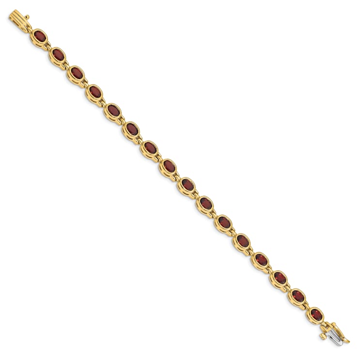 14K Two-tone Gold Oval Gemstone Garnet Bracelet 9.60ctw