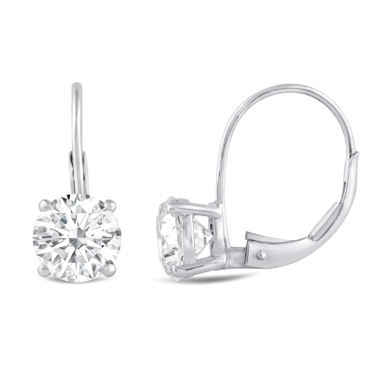 White Cubic Zirconia 14k White Gold Earrings With Velvet Gift Box 2.00ctw