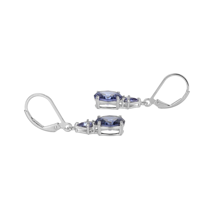 Blue Cubic Zirconia Platinum Over Silver December Birthstone Earrings 6.97ctw