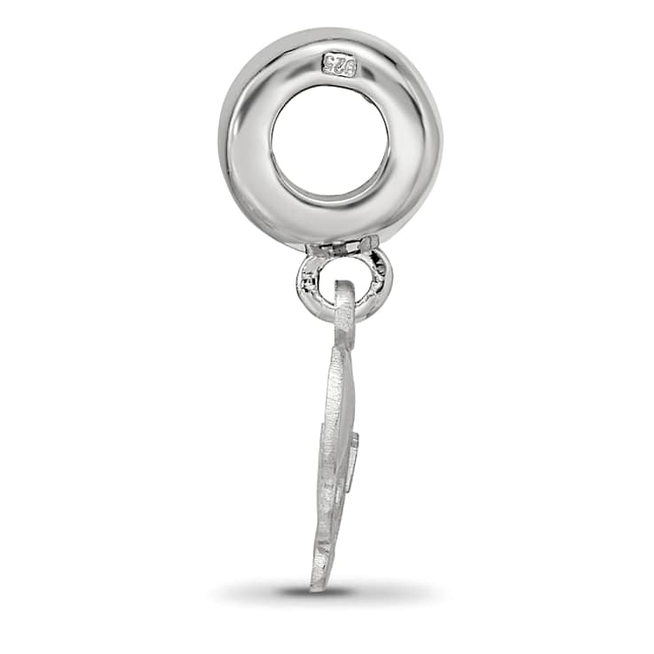 Rhodium Over Sterling Silver LogoArt Delta Zeta Turtle on Bead