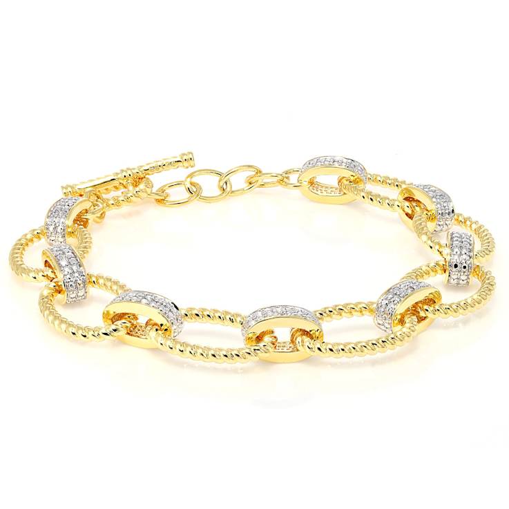 Diamond Station Link Bracelet With Rope Design