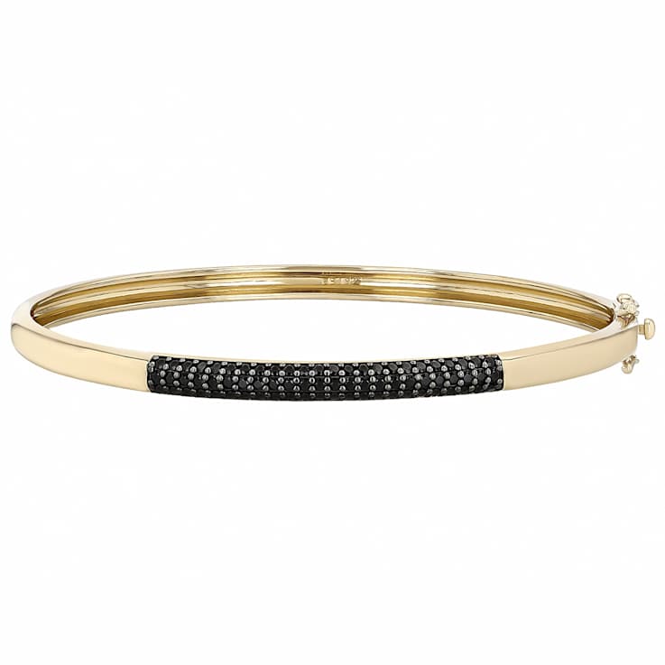 Black Spinel Bangle Bracelet In 18K Gold Over Sterling Silver 1.71ctw