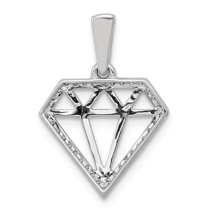 Rhodium Over 14k White Gold Diamond Gemstone-shape Pendant