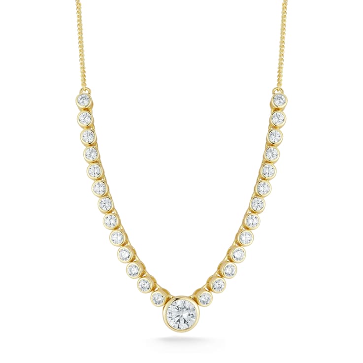 Rachel Zoe CZ Tennis Necklace with Round Center Stone in 14K Gold Over
Sterling Silver