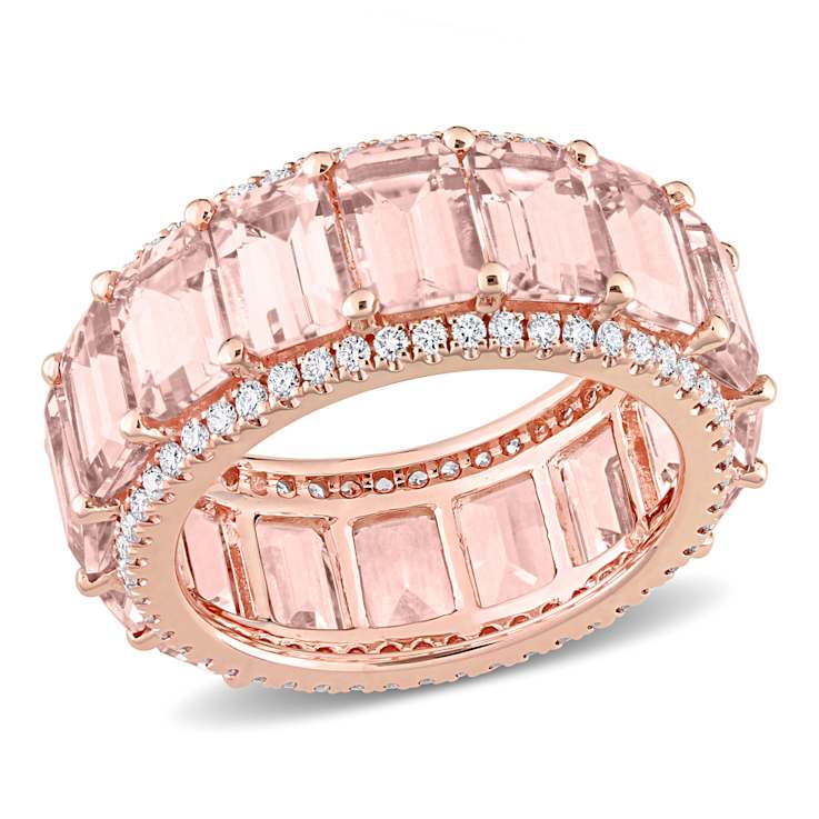 Morganite and Diamond 14K Rose Gold Ring 9.40ctw