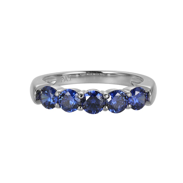 Blue Cubic Zirconia Platinum Over Sterling Silver Ring 1.77ctw
