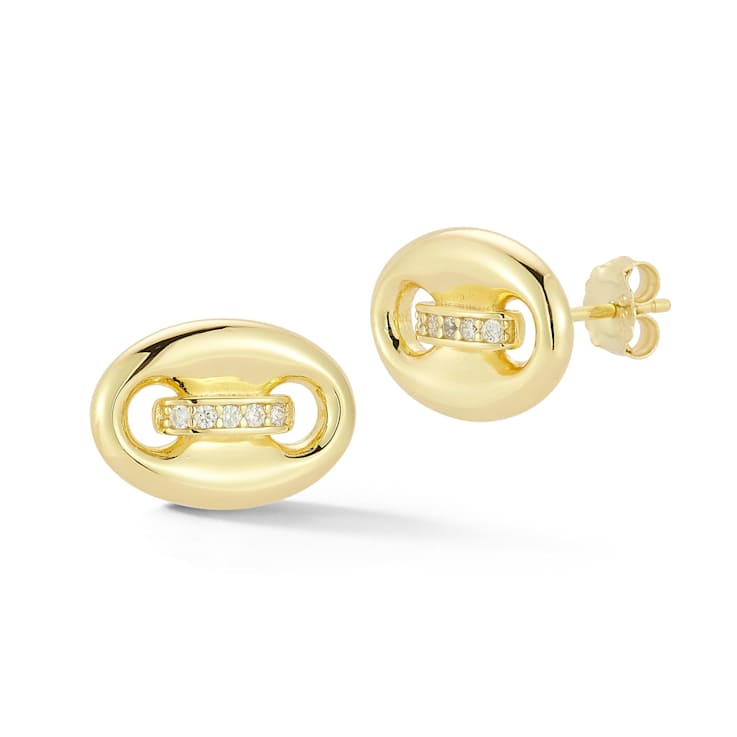 Rachel Zoe CZ Puffed Mariner Link Stud Earrings in 14K Gold Over
Sterling Silver