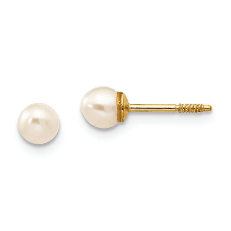 14K Yellow Gold Freshwater Cultured Pearl Earrings