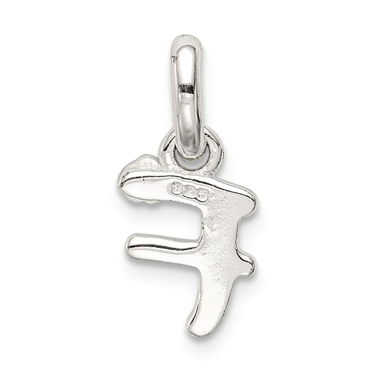 Sterling Silver Letter F with Enamel Pendant