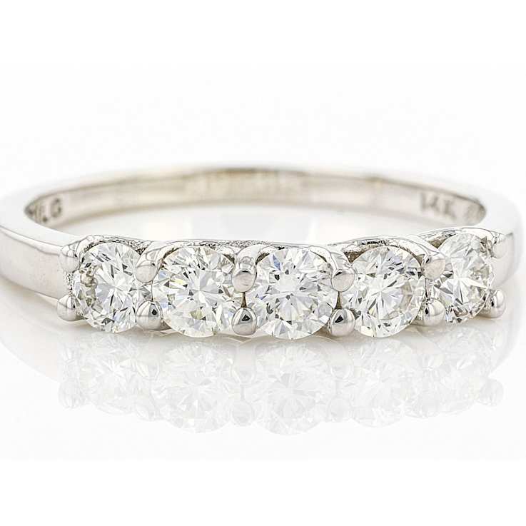 Lab-Grown Diamond Five-Stone Band Ring In 14K White Gold 0.75ctw