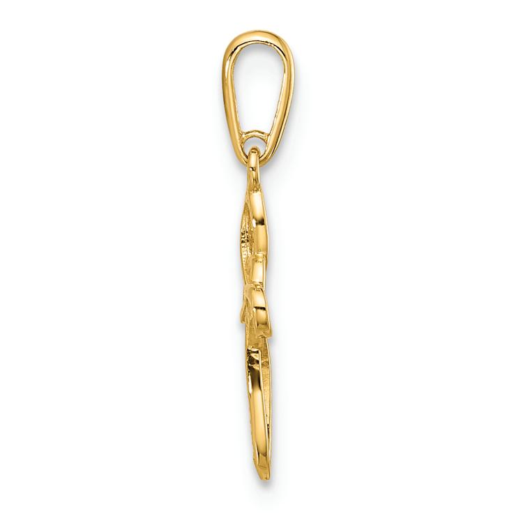 14k Yellow Gold Polished Heart Celtic Cross Pendant