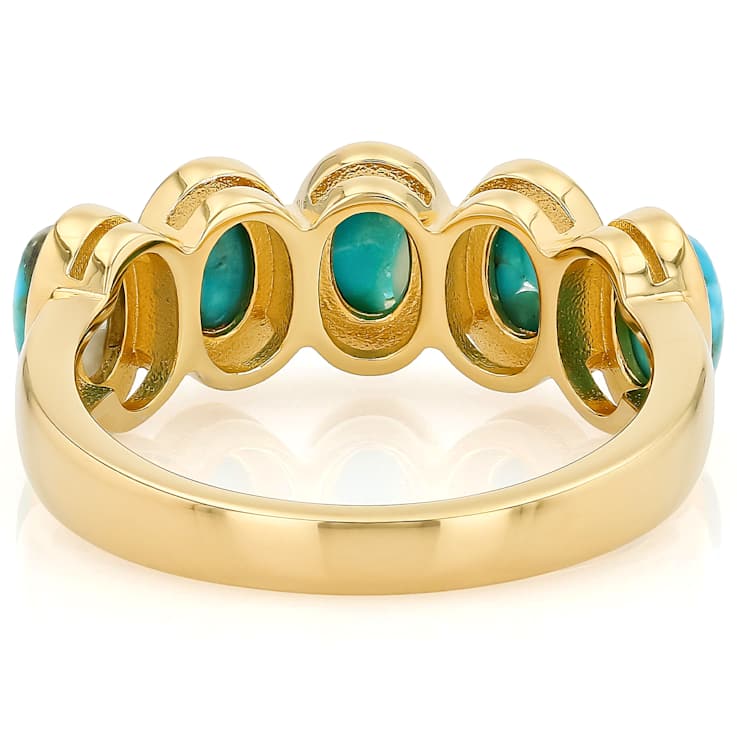 Turquoise And Mother-Of-Pearl Five-Stone Band Ring In 18K Gold Over
Sterling Silver