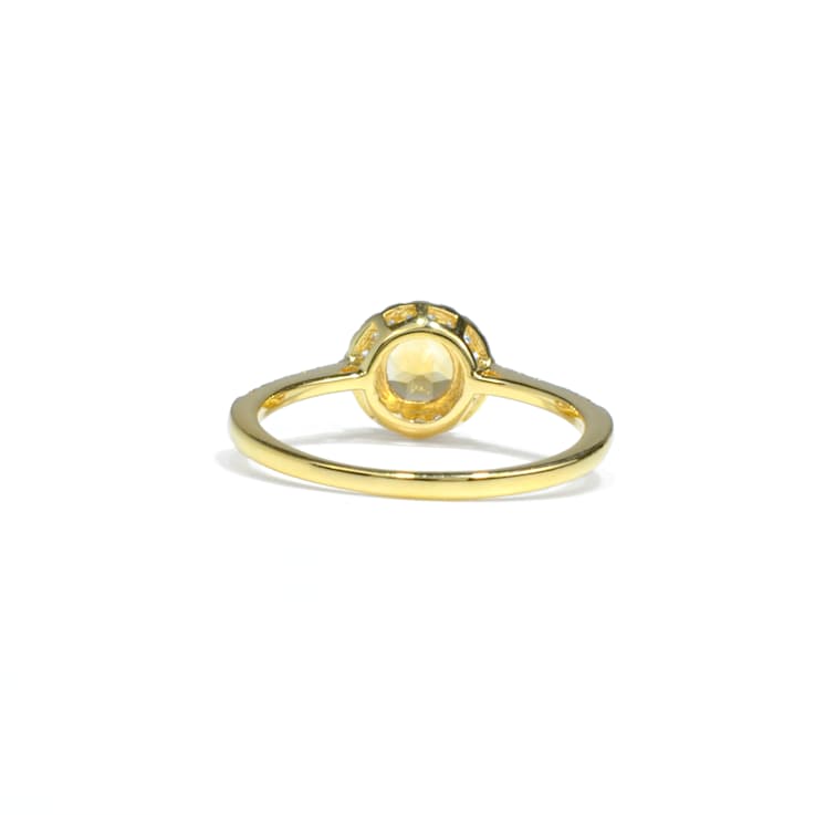 Yellow  Citrine and White Topaz 14K Yellow Gold Over Sterling Silver Ring