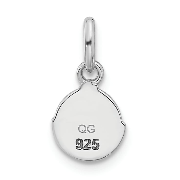 Rhodium Over Sterling Silver Enameled Chick in Egg Children's Pendant