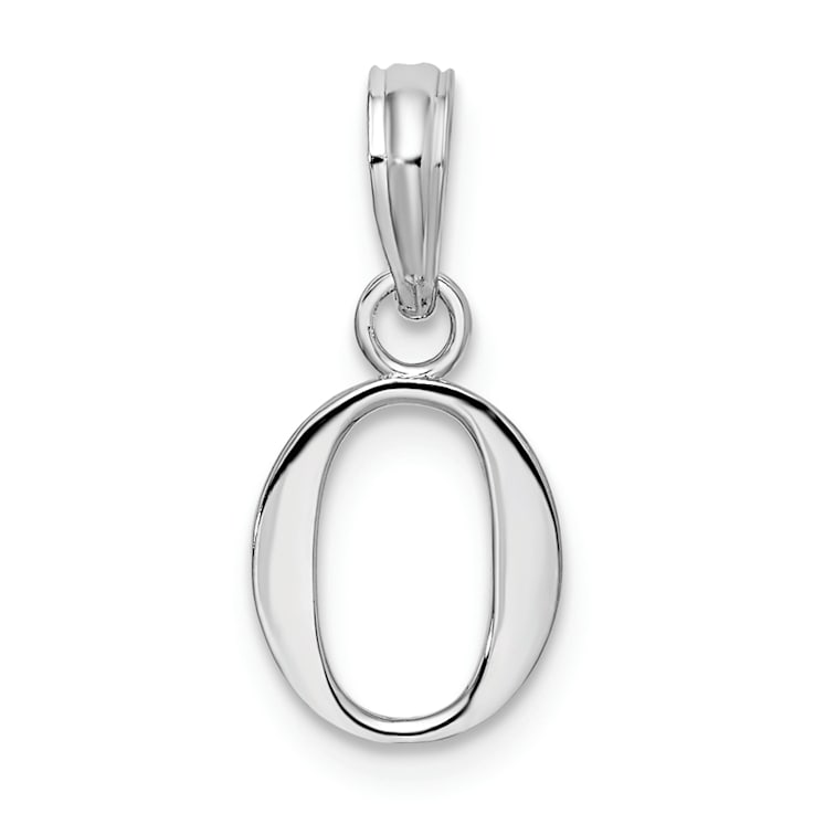 Sterling Silver Polished Block Initial -O- Pendant