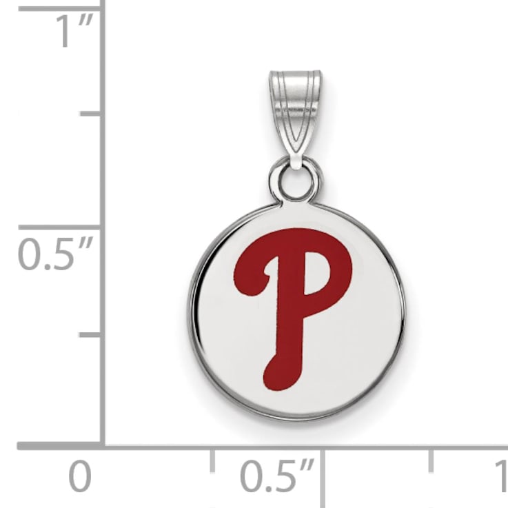 Rhodium Over Sterling Silver MLB LogoArt Philadelphia Phillies Enamel Pendant